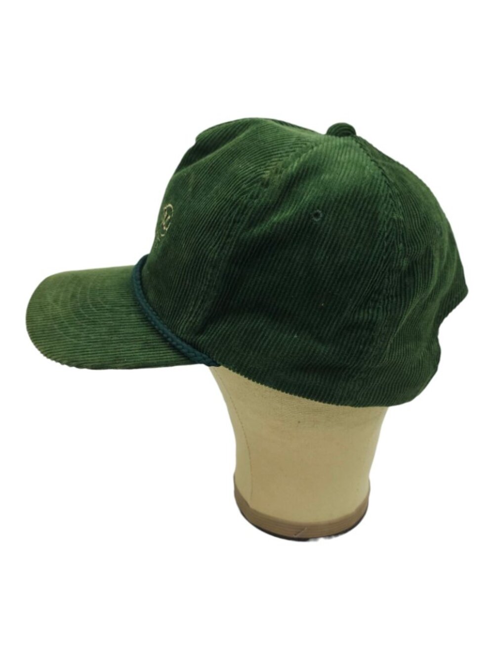 YoungAn Green Corduroy Rope Hat Snapback Circle M Plantation Cap Vtg 80s Trucker - Picture 9 of 13